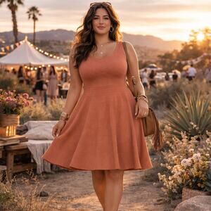 Torrid Terracotta Sleeveless Knit Flare Skater Sweater Dress SZ 00 ( M/L)